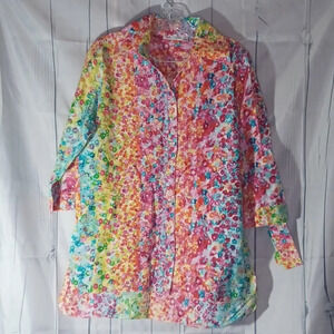 Bella Pelle colorful floral 3/4 Sleeve button-up shirt
